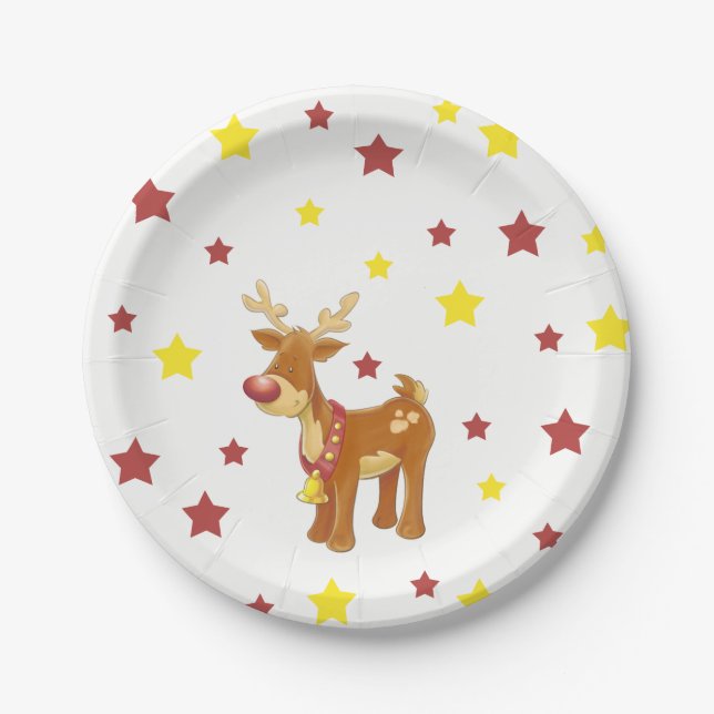 Prato De Papel Rudolph, as estrelas de Natal ruidosas (Frente)