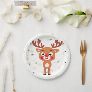 Prato De Papel Rudolph Red Nose ReindePaper Plate