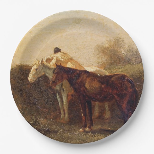 Prato De Papel Rurais Rendezvous (Beijo Romântico em Horseback) (Frente)