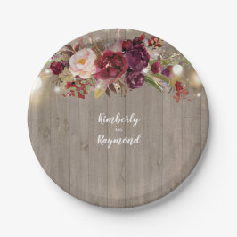Prato De Papel Russo Floral Burgundy