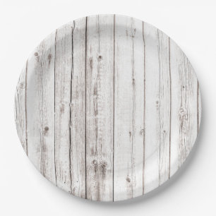 Prato De Papel Russo White Woodgrain Vintage