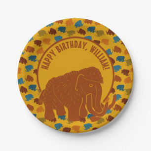 Prato De Papel Rust e Cartoon Dourado Wooly Mammoth personalizado