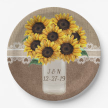 Rustic Barn Weding Wood Mason Jar Sunflower