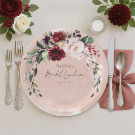 Prato De Papel Rustic Burgundy & Blush Pink Roses Bridal Luncheon