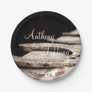 Prato De Papel Rustic Country Ferradura o Cowboy Casando Papo de 