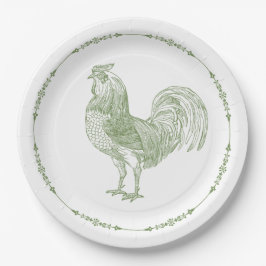 Prato De Papel Rustic Country Rooster Sage Green