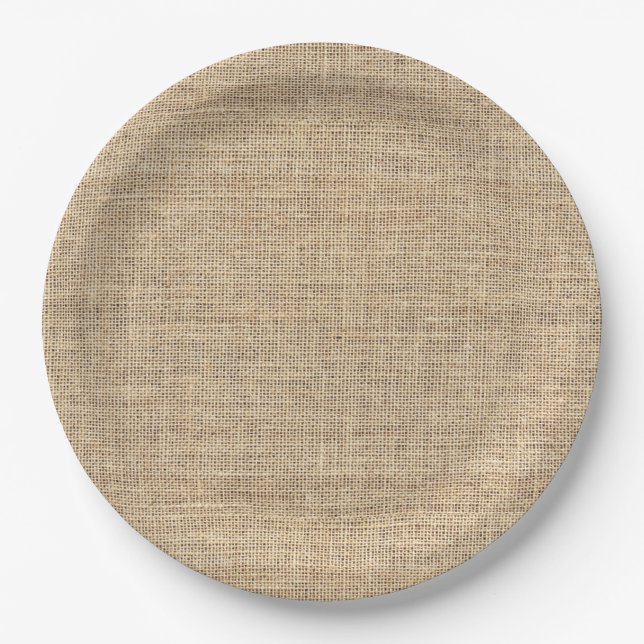 Prato De Papel Rustic Country Vintage Burlap (Frente)