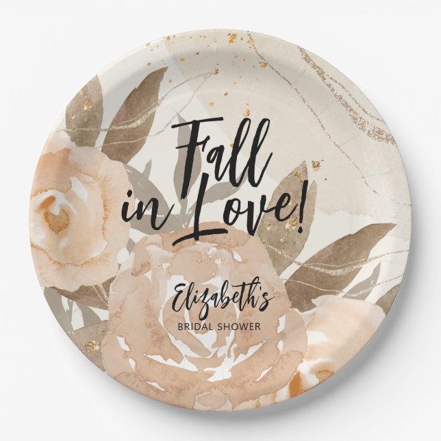 Prato De Papel Rustic Fall in Love Autumn Flowers (Frente)