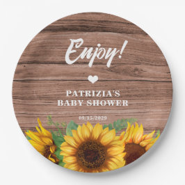 Prato De Papel Rustic Fall Sunflower | Baby Shower