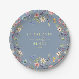 Prato De Papel Rustic Floral Wildflower Simple Blue Weding