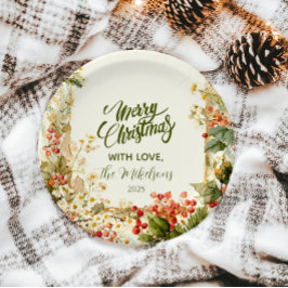 Prato De Papel Rustic Holly Berry Natal
