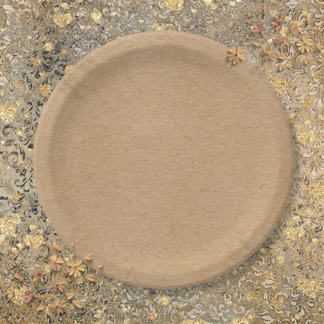 Prato De Papel Rustic Kraft Simples Boho (Rustic Kraft Simple Stylish Boho Paper Plates)