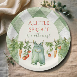 Prato De Papel Rustic Locally Grown Neutral Sprout Baby Shower