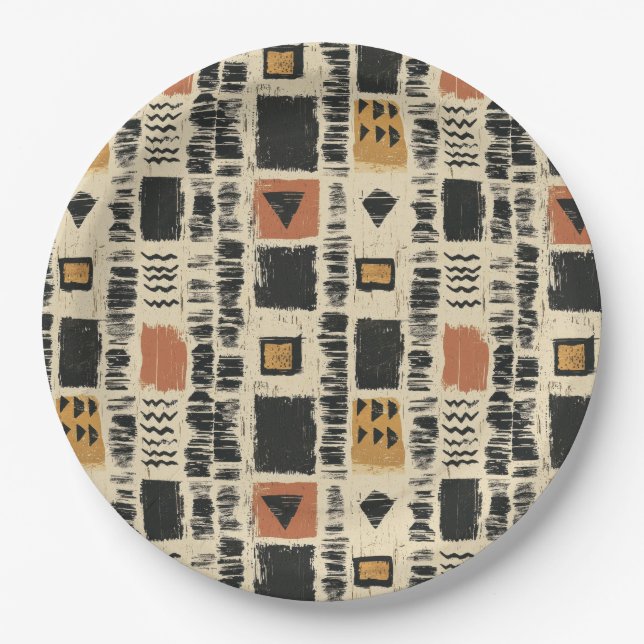 Prato De Papel Rustic Mudcloth Geometric Pattern (3) (Frente)