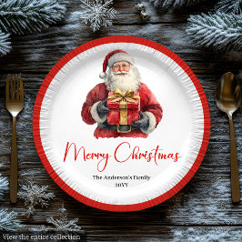 Prato De Papel Rustic Santa Claus Vintage Christmas Party Plates