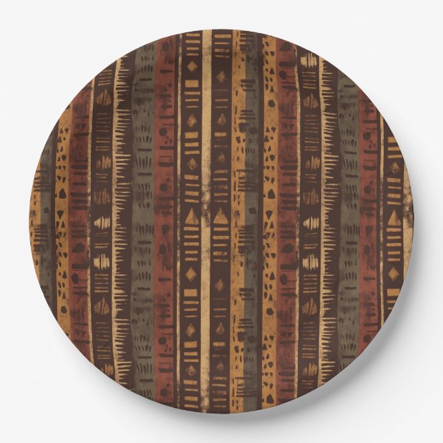 Prato De Papel Rustic Southwestern Stripe Pattern (5) (Frente)