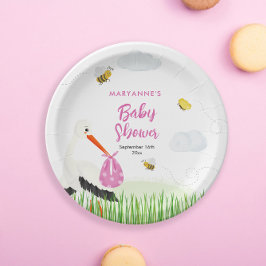 Prato De Papel Rustic Stored with Bee & Butterfly Girl Chá de fra