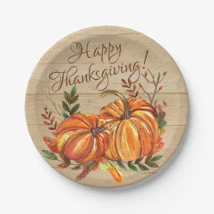 Prato De Papel Rustic Thankand Pumpkins
