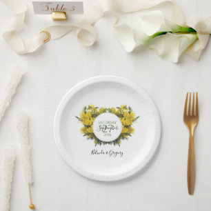 Prato De Papel Rustic Wattle Acacia Wedding