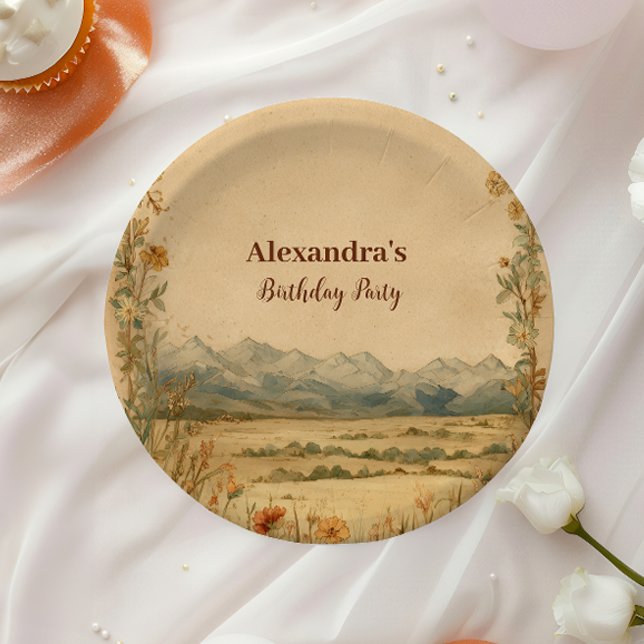 Prato De Papel Rustic Wildflower Mountain Birthday (Criador carregado)
