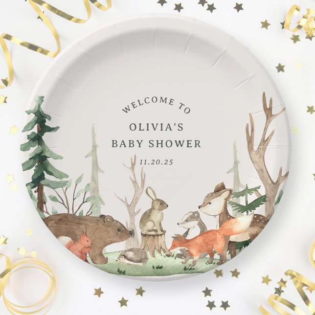 Prato De Papel Rustic Winter Woodland Baby Shower (Criador carregado)