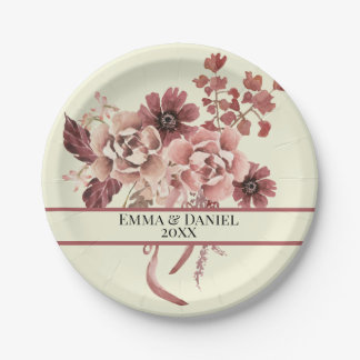 Prato De Papel Rústica Autumn Blooms Cream Backcolor