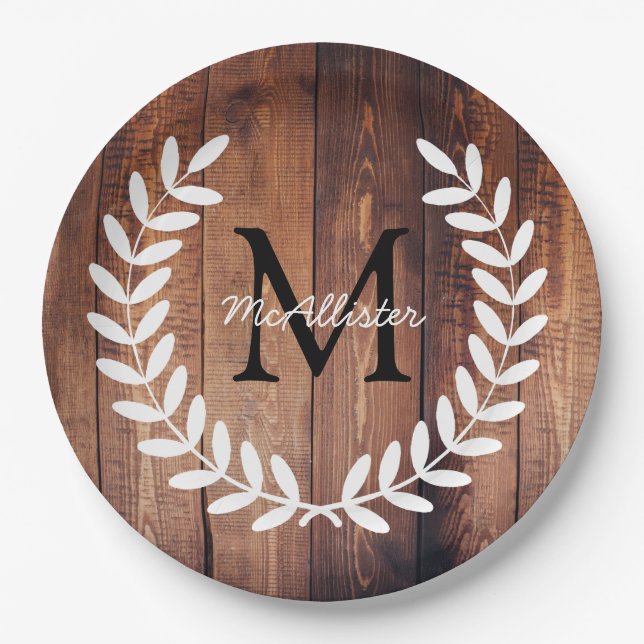 Prato De Papel Rústica White Country Laurels Barn Wood (Frente)