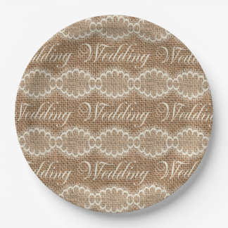 Prato De Papel Rústico Casamento Burlap Lace