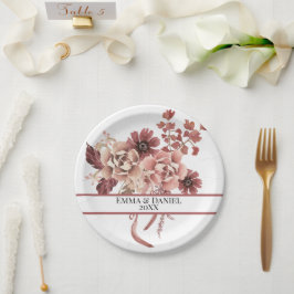 Prato De Papel Rústico Sangue de Outono Branco Cor da Água