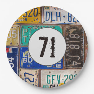 Prato De Papel Rusty License Plates 71 rua Aniversário