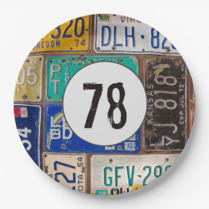 Prato De Papel Rusty License Plates 78º aniversário