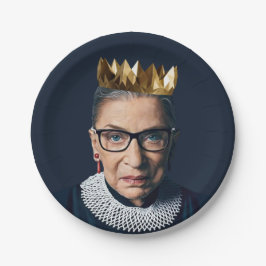 Prato De Papel Ruth Bader Ginsburg com Coroa Dourada