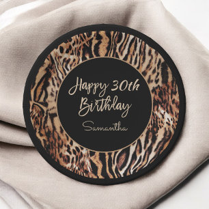 Prato De Papel Safari Animal Print aniversário de 30 anos Party 