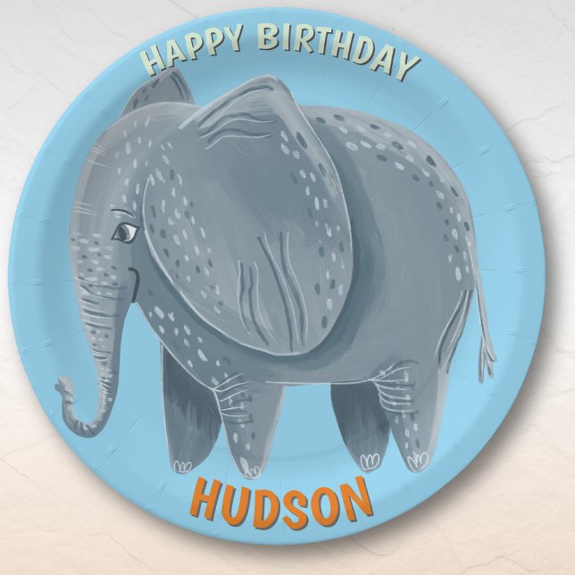 Prato De Papel Safari animals birthday elephant kid custom (Criador carregado)
