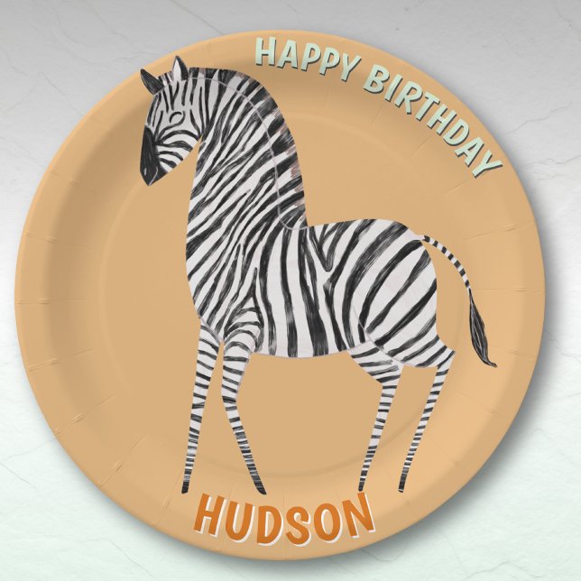 Prato De Papel Safari animals birthday zebra kid custom (Criador carregado)