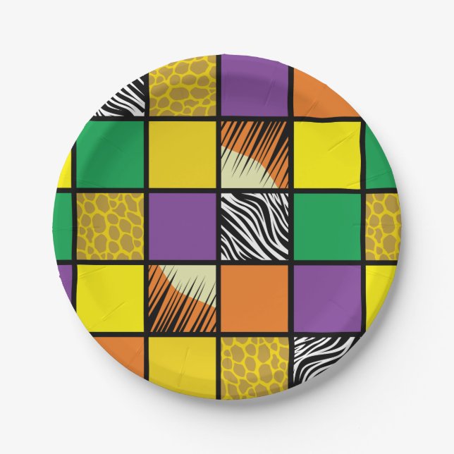 Prato De Papel Safari de Partido Selvagem Um primeiro aniversario (Frente)