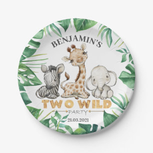 Prato De Papel Safari Duas Placas de Papagaio de Aniversário