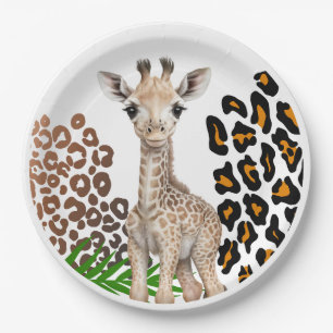Prato De Papel Safari Giraffe Birthday Wild Um Dois Partido Selva