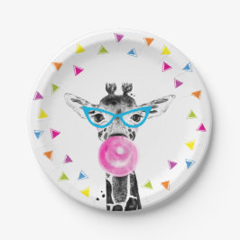 Prato De Papel Safari Party Animals Wild Giraffe Jungle Birthday