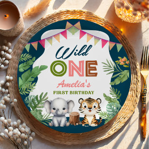 Prato De Papel Safari Wild One primeiro aniversario