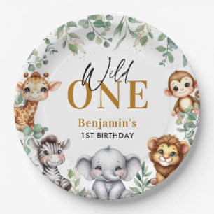 Prato De Papel Safari Wild One   primeiro aniversario De Animais 