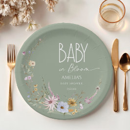 Prato De Papel Sage Green Baby in Blogue Paper Plate