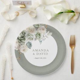 Prato De Papel Sage Green Botanical Elegant Wedding