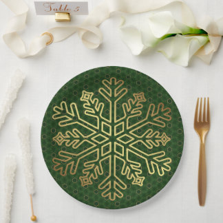 Prato De Papel Sage Green e Dourado Floco de neve personalizável