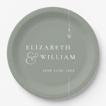 Sage Green Modern Minimalist Casamento de Monogram