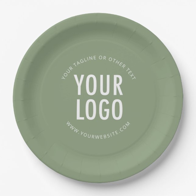 Prato De Papel Sage Green Paper Plates Company Logo Branded Bulk (Frente)
