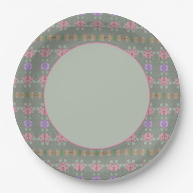 Prato De Papel Sage Green Pink e Mauve (Frente)