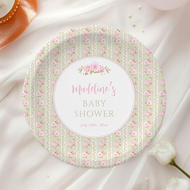 Prato De Papel Sage Green Vintage Floral (Criador carregado)