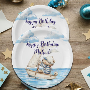 Prato De Papel Sailor Teddy Bear Birthday