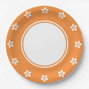 Prato De Papel Sakura encantadora na placa de papel laranja